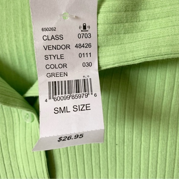 SALE! PAC SUN Green Cropped Ribbed Knit Button Down Top Size Small NEW - Picture 6 of 6